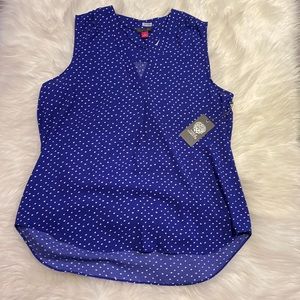 Vince Camuto Vivid Violet Tank top Blouse Women’s Size small Blue white dots NWT